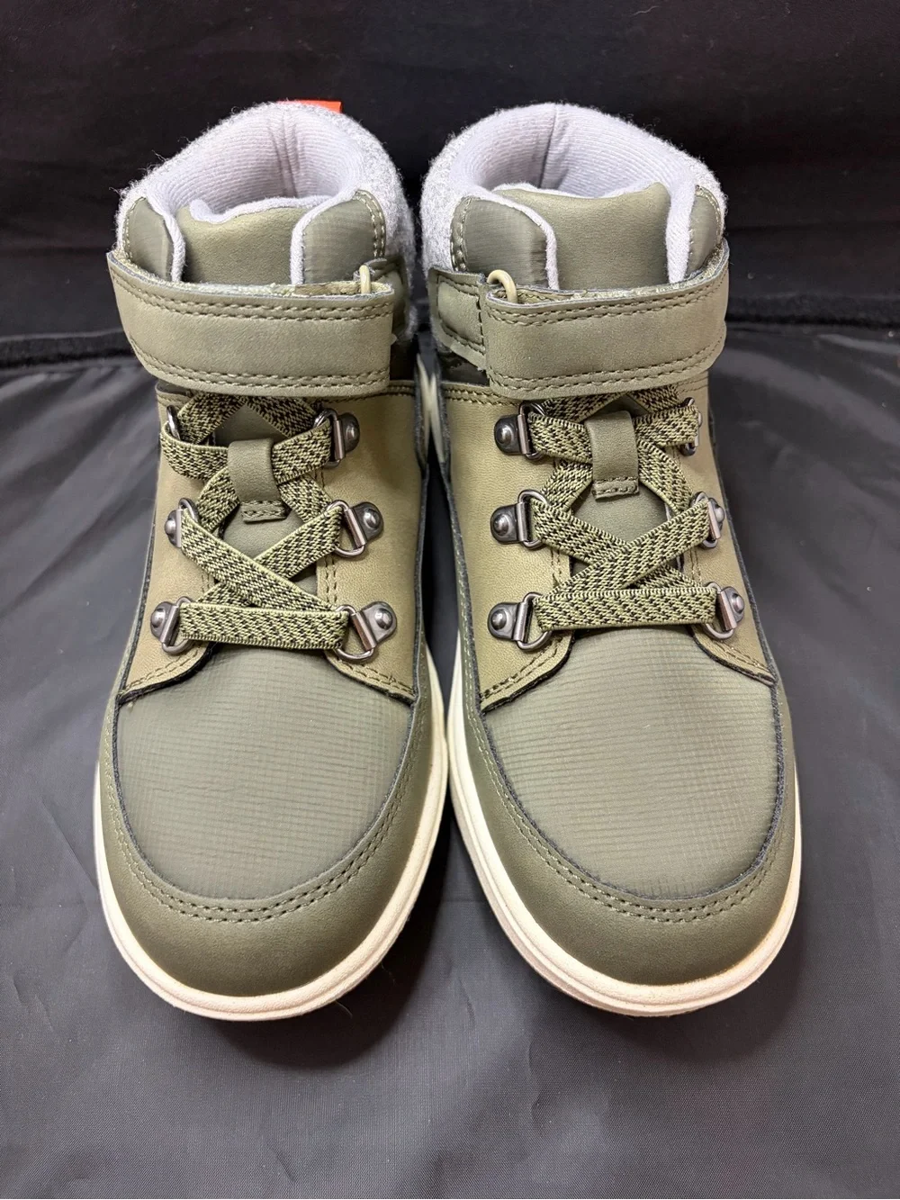 Cat & Jack Boy's Olive Green Kendrick Elastic Lace Sneaker Boots Size 13